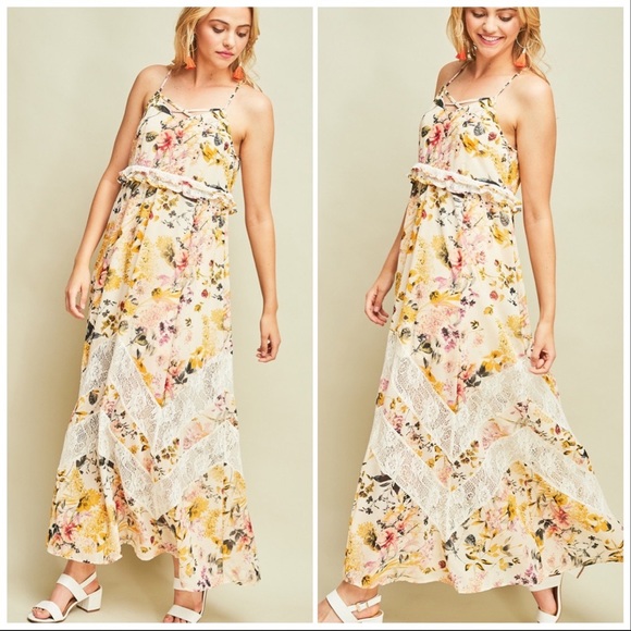 Tropical Lemon Green Resort Maxi Dress - Picture 6 of 12